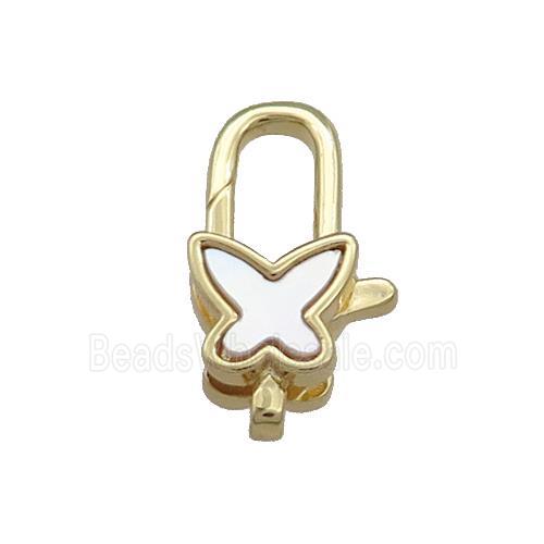 Copper Lobster Clasp Pave Shell Butterfly 18K Gold