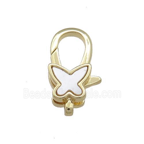 Copper Lobster Clasp Pave Shell Butterfly 18K Gold Plated