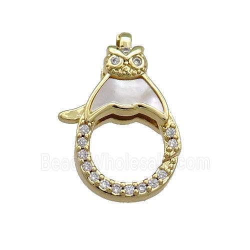 Copper Lobster Clasp Pave Shell Zircon 18K Gold Plated