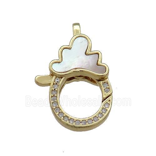 Copper Lobster Clasp Pave Shell Zircon 18K Gold Plated