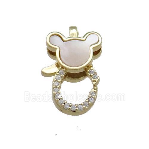 Copper Lobster Clasp Pave Shell Zircon 18K Gold Plated