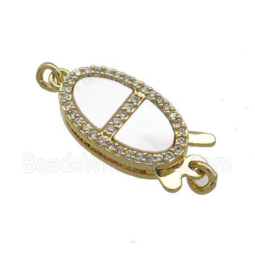 Copper Slide Clasp Pave Shell Zircon 18K Gold Plated