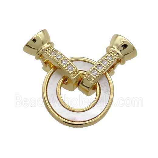 Copper Clasp Pave Shell Zircon Circle 18K Gold