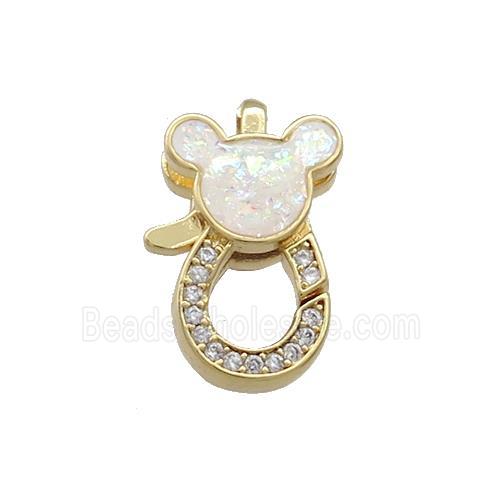 Copper Lobster Clasp Pave Fire Opal Zircon 18K Gold