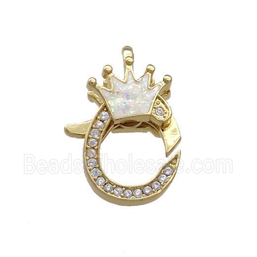 Copper Lobster Clasp Pave Fire Opal Zircon Crown 18K Gold
