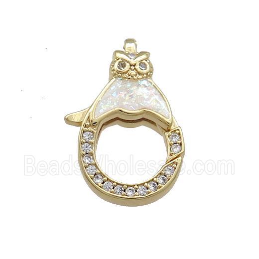 Copper Lobster Clasp Pave Fire Opal Zircon 18K Gold