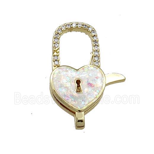 Copper Lobster Clasp Pave Fire Opal Zircon Lock 18K Gold