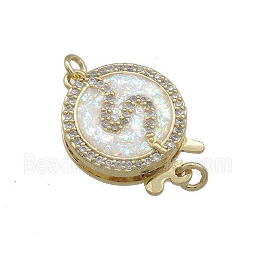 Copper Slide Clasp Pave Fire Opal Zircon Snake 18K Gold