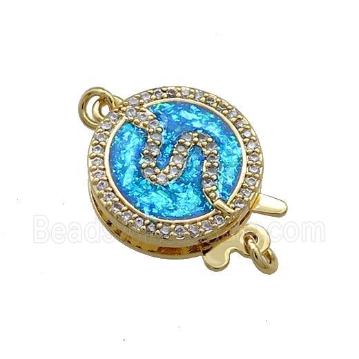 Copper Slide Clasp Pave Fire Opal Zircon Snake 18K Gold