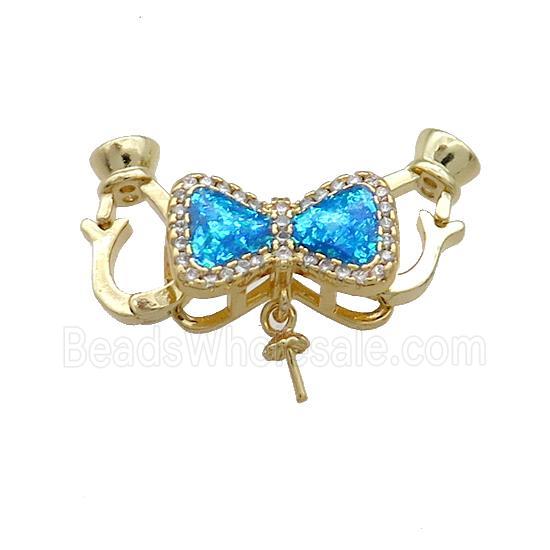 Copper Clasp Pave Fire Opal Zircon Knot 18K Gold