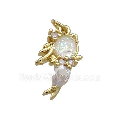 Copper Kids Pendant Pave Fire Opal Zircon 18K Gold