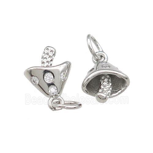 Copper Mushroom Pendant Pave Zircon Platinum Plated