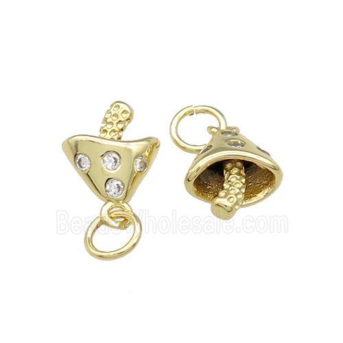 Copper Mushroom Pendant Pave Zircon Gold Plated