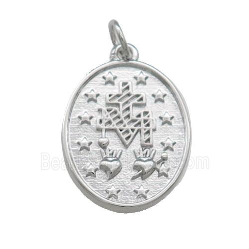 Copper Medallion Charms Pendant Oval Platinum Plated