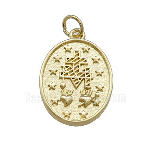 Copper Medallion Charms Pendant Oval Gold Plated