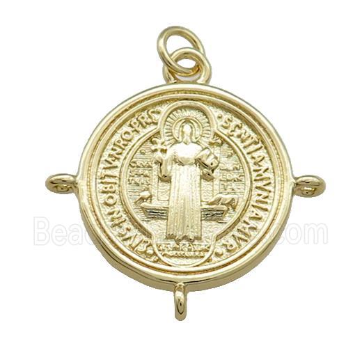 Copper Jesus Pendant Religious Medal Charms Circle Gold Plated
