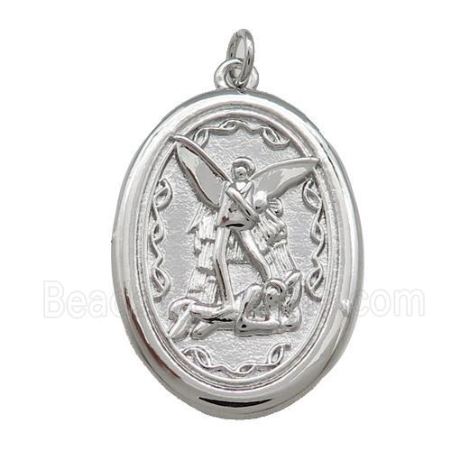 Copper Fairy Pendant Charms Oval Platinum Plated