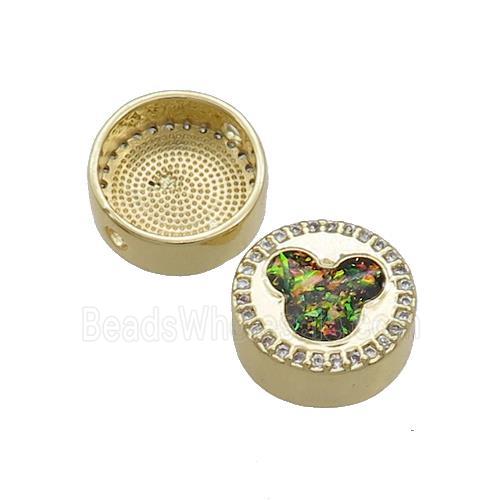 Copper Button Beads Pave Multicolor Fire Opal 18K Gold Plated