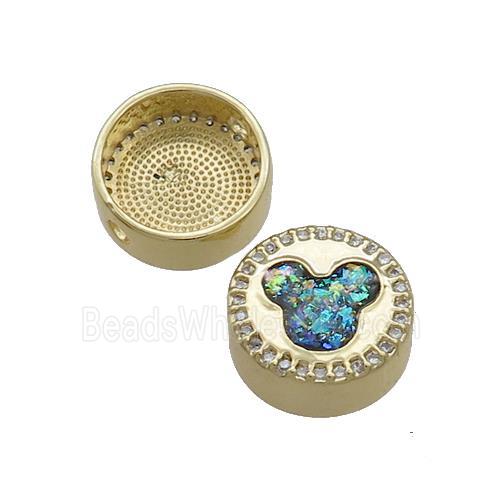 Copper Button Beads Pave Fire Opal 18K Gold Plated