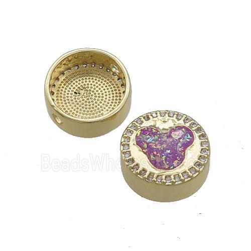 Copper Button Beads Pave Fuchsia Fire Opal 18K Gold Plated
