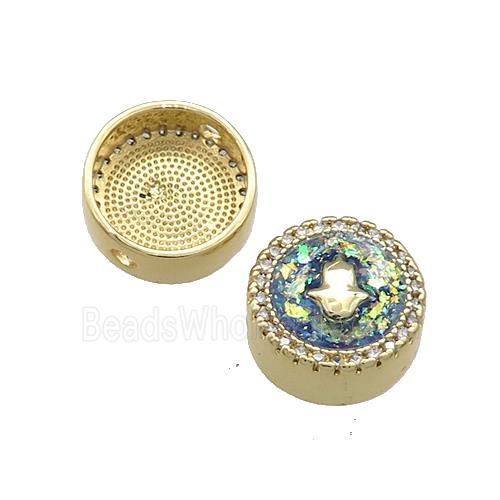 Copper Button Beads Pave Multicolor Fire Opal Hand 18K Gold Plated