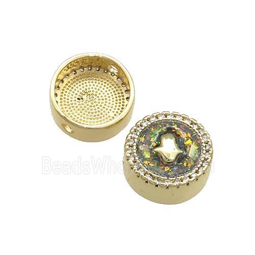 Copper Button Beads Pave Fire Opal Hand 18K Gold Plated