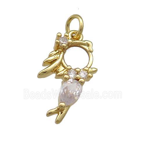 Copper Kids Pendant Pave Shell Zircon 18K Gold Plated