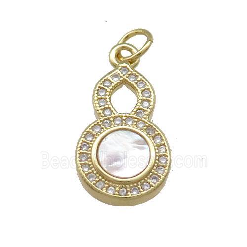 Copper Gourd Pendant Pave Shell Zircon 18K Gold Plated