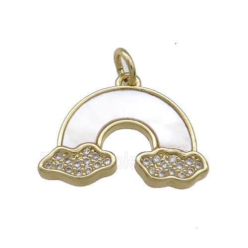Copper Rainbow Pendant Pave Shell Zircon 18K Gold Plated