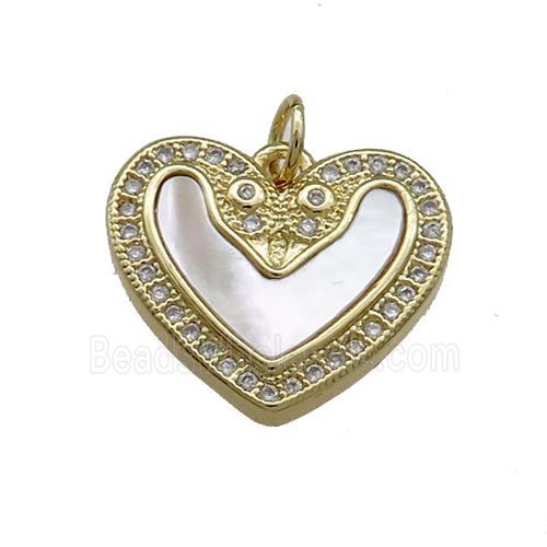 Copper Heart Pendant Pave Shell Zircon 18K Gold Plated