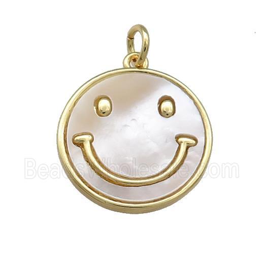Copper Emoji Pendant Pave Shell Happyface 18K Gold Plated