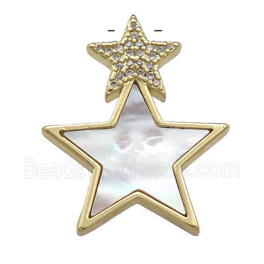 Copper Star Pendant Pave Shell Zircon 18K Gold Plated