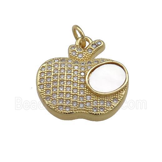 Copper Apple Pendant Pave Shell Zircon 18K Gold Plated