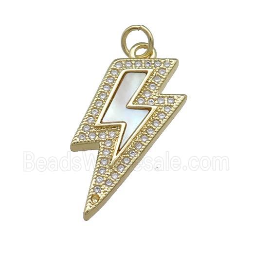 Copper Lightning Pendant Pave Shell Zircon 18K Gold Plated