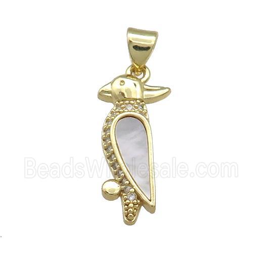Copper Birds Pendant Pave Shell Zircon 18K Gold Plated