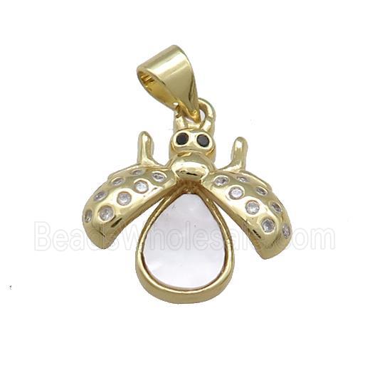 Copper Beetle Pendant Pave Shell Zircon 18K Gold Plated