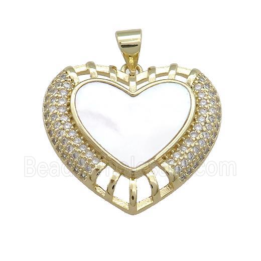 Copper Heart Pendant Pave Shell Zircon 18K Gold Plated