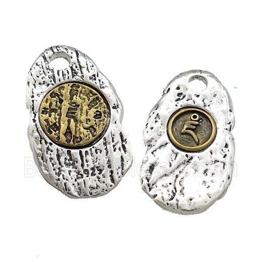 Tibetan Style Copper Slice Pendant Antique Silver Bronze