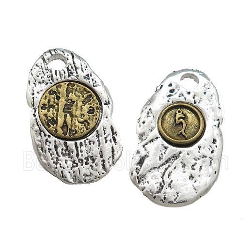 Tibetan Style Copper Slice Pendant Antique Silver Bronze