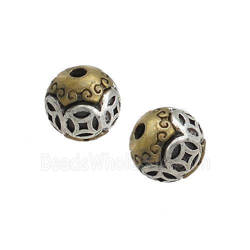 Tibetan Style Copper Round Beads Large Hole Antique Silver Bronze