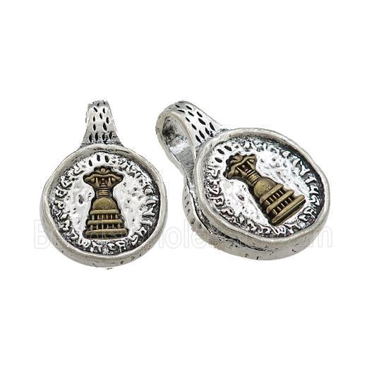 Tibetan Style Mala Counter Buddhist Clip Copper Pendant Antique Silver Bronze