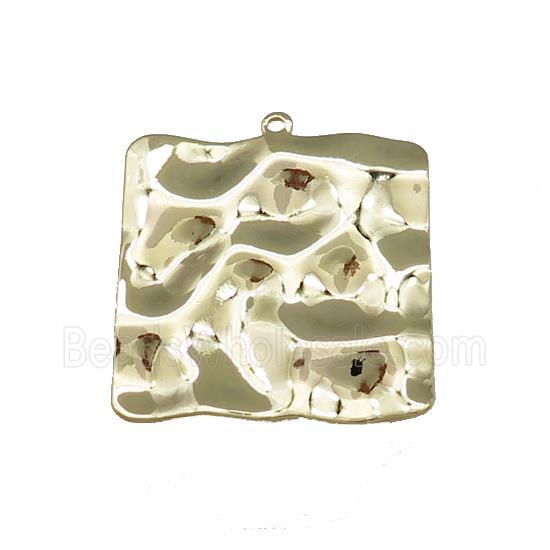 Copper Square Pendant Hammered Gold Plated