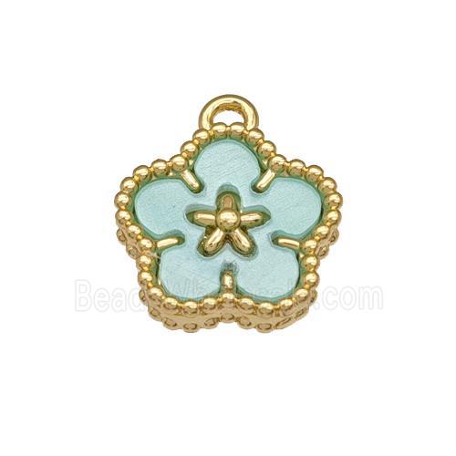 Copper Flower Pendant Pave Resin Gold Plated