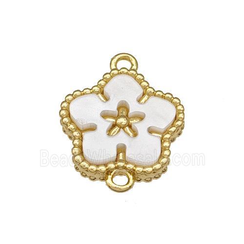 Copper Flower Connector Pave Resin Gold Plated
