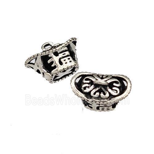 Tibetan Style Copper Yuanbao Pendant Fu Antique Silver