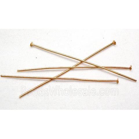 Iron T-Head Pins Light Gold Plated