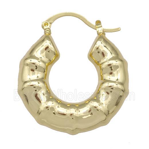 Copper Latchback Earrings Hollow 18K Gold Plated