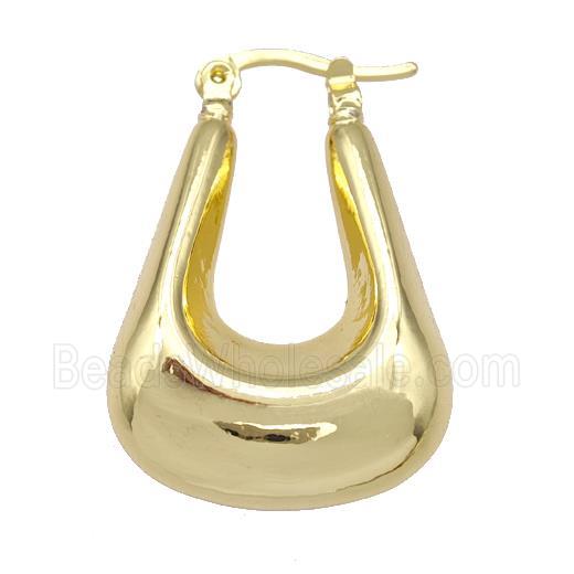 Copper Latchback Earrings Hollow 18K Gold Plated