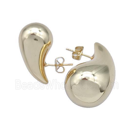 Copper Teardrop Stud Earrings Hollow 18K Gold Plated