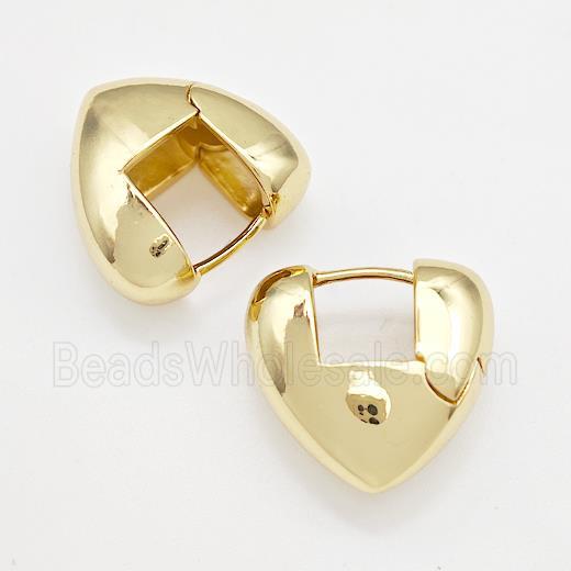 Copper Latchback Earrings Hollow Heart Gold Plated